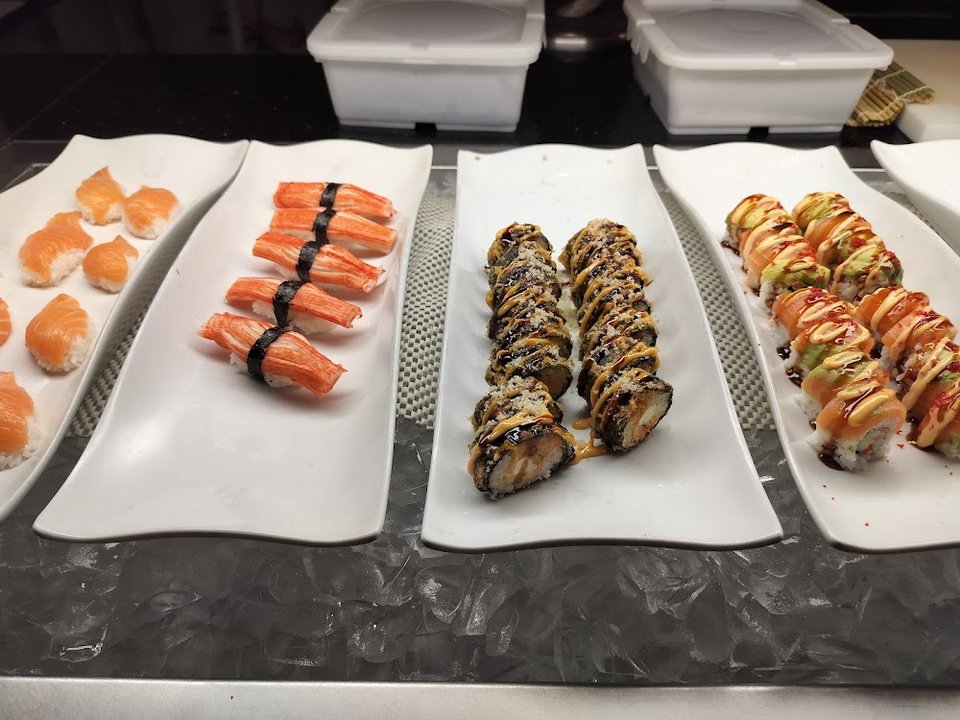Dessert selection displayed after lunch service.